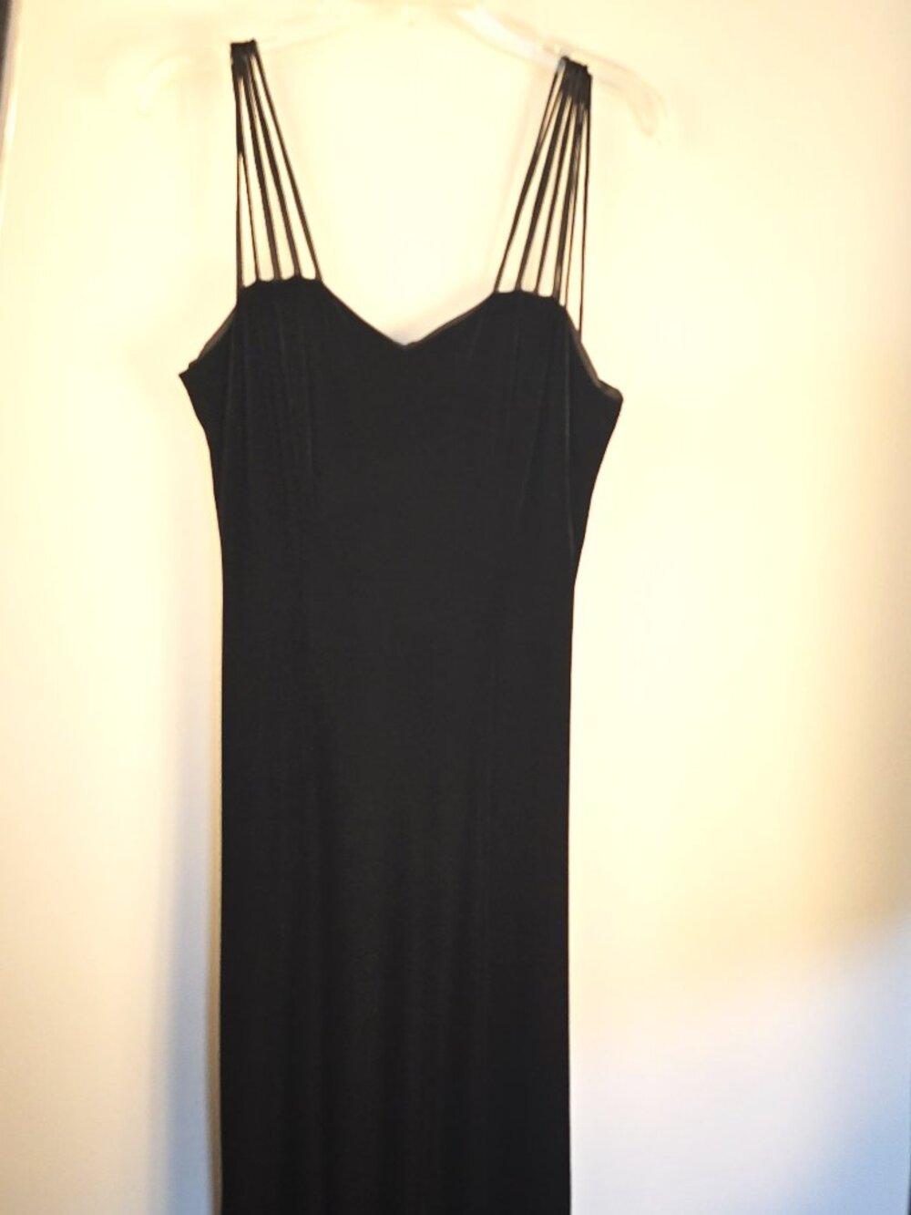 Vintage Another Thyme Women's Black Velvet Full Length Dress Size 12 Multi-Strap
